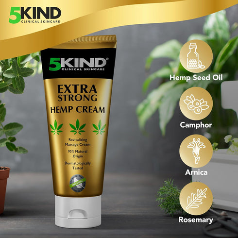 5kind Extra Strong Hemp Cream - Maximum Strength Soothing Relief Joint Cream for Lower Back, Joints, Neck, Knees,