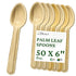Palm Leaf Spoons 6 Inches (50 Count), Bamboo Spoons, Eco-friendly Compostable Disposable Cutlery for Parties