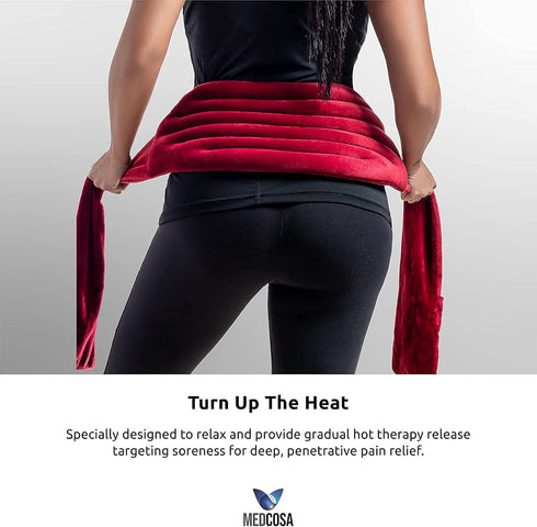 Medcosa Heated Lower Back Pack | Flexible Comfort Heating Pad | Long Lasting Heated Pain Relief | A Wrap That Turns Up The Heat