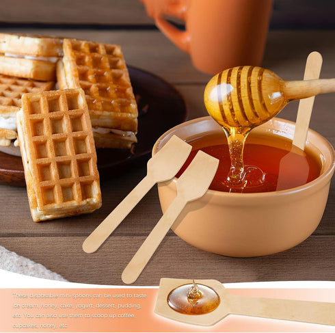 300 Pcs Disposable Mini Wooden Spoons, 3.75" Tasting Spoons, Ice Cream Spoon Sampling Spoons