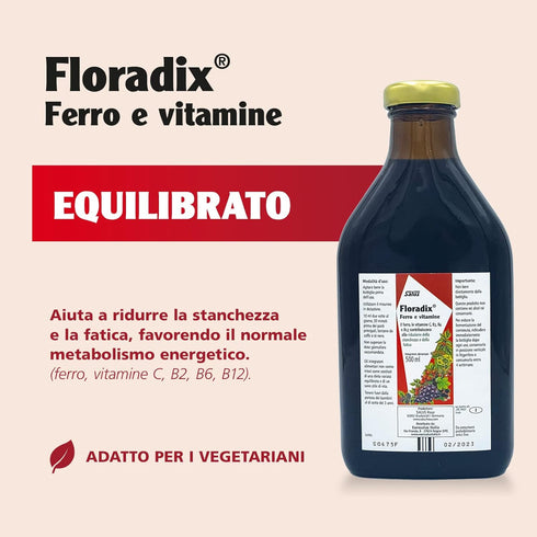 Flora Floradix Iron + Herbs, Natural Liquid Iron Supplement, 17 fl Ounce (500 ML)