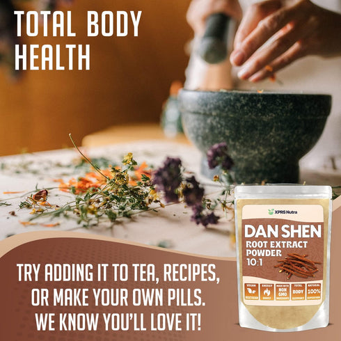 XPRS Nutra Dan Shen Root Extract Powder 10:1 - Premium Vegan Friendly Danshen Concentrated Powder (8 oz)