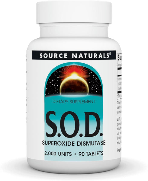 Source Naturals S-O-D Superoxide Dismutase, 90 Tablets - Dietary Supplement