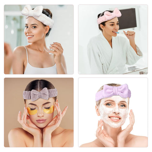 Spa Headband and Wristband Set, 3Pcs Microfiber Face Headband, 6Pcs Wrist Spa Wash Band for Washing Face