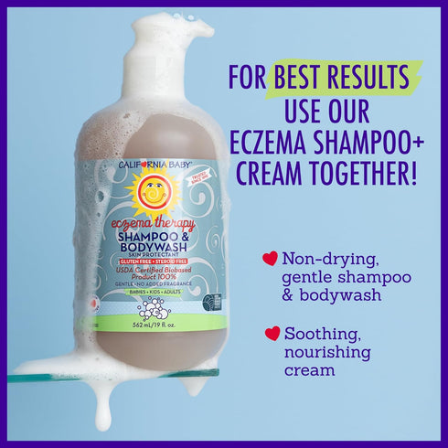 Set 2oz 8.5oz California Baby Eczema Treatment | Eczema Cream + Eczema Body Wash | Colloidal Oatmeal + Aloe Vera |