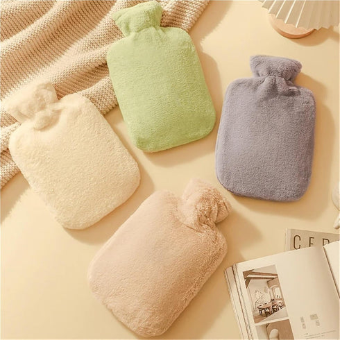 GUOSPIUS 2PCS Pack 2000ml,One Hot BottleHot Water Bottle with Cover Water Injection Rubber Hot Water Bottle Hand Warmer