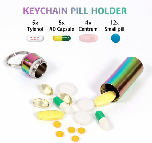 Pill Organizer, 2 Pack Waterproof Stainless Steel Travel Small Pill Box for Keychain or Pocket