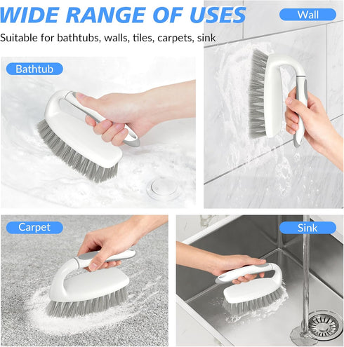 SetSail 2 Pack(Grey Heavy Duty Scrub Brush, Stiff Bristles Cleaning Brush with Non Slip Handle Shower Scrubber