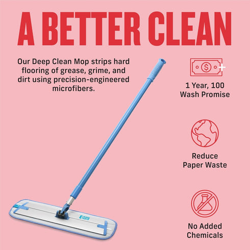 E-Cloth Deep Clean Mop, Microfiber Mop, Perfect Floor Cleaner for Hardwood, Laminate, Tile, Washable and Reusable
