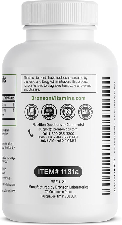 Bronson DIM Supplement | 200 mg Diindolylmethane with BioPerine | 60 Vegetarian Capsules for Enhanced Absorption