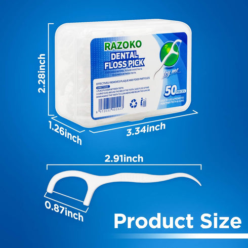 RAZOKO 8-Pack Dental Floss Picks, High Toughness Professional Toothpicks with Portable Case and Dental Picks
