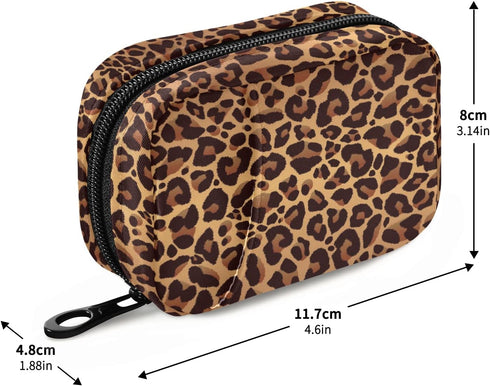 Ollabaky 7 Marble Leopard Print Pill Case Day Pill Organizer Travel Pill Case Portable Weekly Pill Box Bag Container
