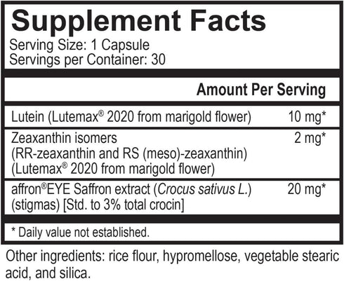 NatureCity True-Vision Eye Health Supplement | Plant-Based Lutein and Zeaxanthin with High Potency Saffron 20mg | Blue