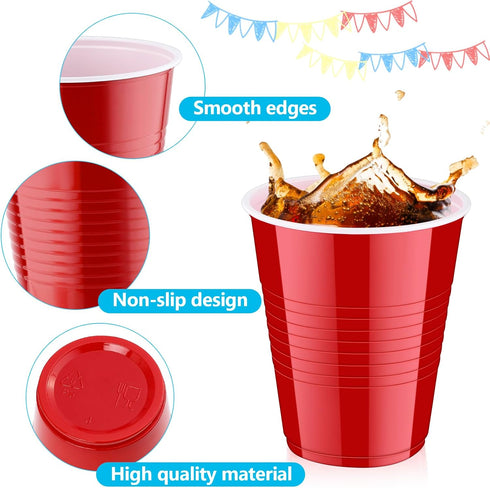 PLMMOUT 240 Pack Cups,12 oz Red Plastic Shot Cups, Disposable Party Cup, Red Plastic Drinking Cup for Wedding Picnics