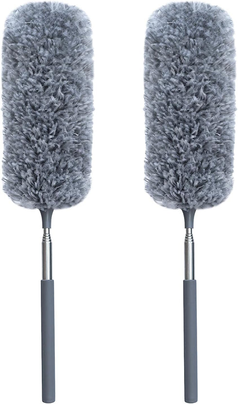 QINGHAHU 2 Pack Microfiber Duster for Cleaning, Small Dusters with Microfiber Head, Extendable