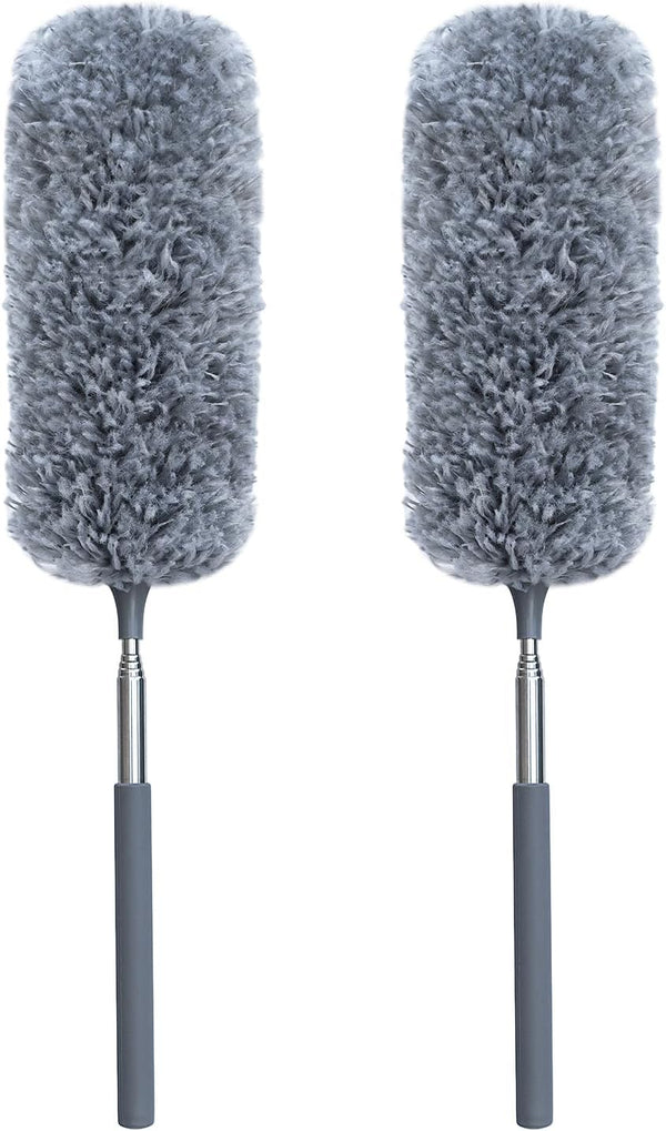 QINGHAHU 2 Pack Microfiber Duster for Cleaning, Small Dusters with Microfiber Head, Extendable