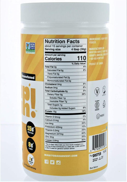 Hemp Yeah! Balanced Protein + Fiber Manitoba Harvest 16 oz Powder