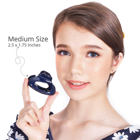 RC ROCHE ORNAMENT 6 Pcs Women's Firm Interlocking Claw Hair Clips - Tortoise Shell Plastic, Medium Classic
