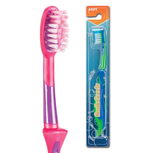 SmileGoods Y264 Child Toothbrush, Soft, Dolphin Grip, Assorted Colors, Bulk Pack of 72