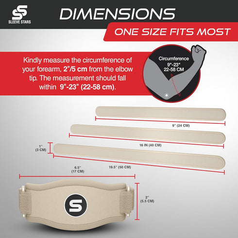 Sleeve Stars Tennis Elbow Brace - Tendonitis Elbow Brace & Strap for Pain Relief and Support for Forearm (Single/Beige)