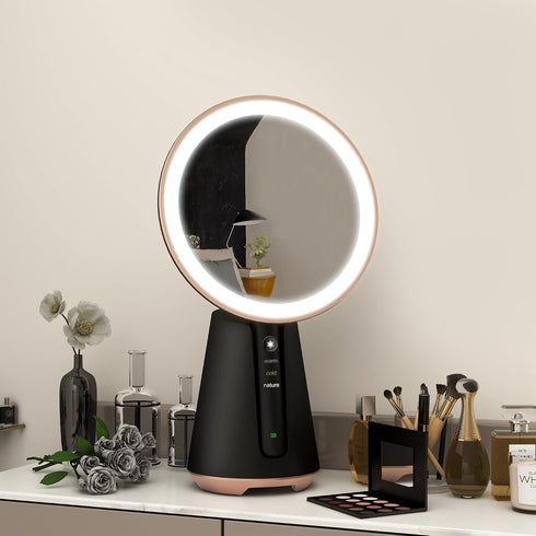 Lighted Makeup Mirror Vanity Mirror with 10X Magnification, 180° Rotation, 3 Color Lighting Modes, Portable LED