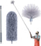 Cobweb Duster with Extension Pole, Spider Web Brush & Ceiling Duster Kit for Cleaning, 100" Microfiber Feather Duster