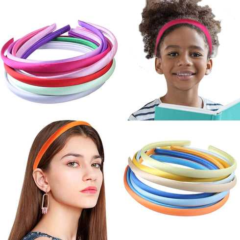Pack of 26 DIY Satin Covered Fashion Headbands Set, 0.4 Inch/1 Cm Colorful Ribbon Hair Band Craft Headband Set