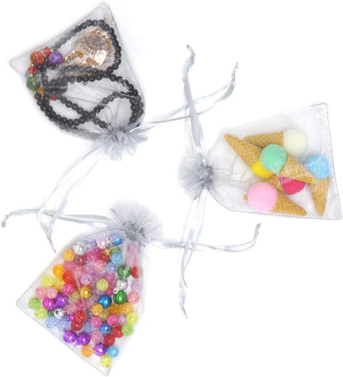 100Pcs Organza Bags with Drawstring, 4x6 Inches Small Mesh Jewelry Candy Pouches for Wedding Party Christmas Favor