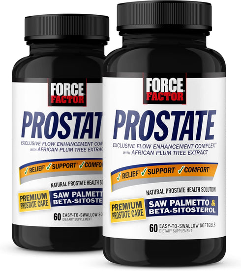 Force Factor Prostate Supplement for Men, Saw Palmetto and Beta Sitosterol for Prostate Health, 60 Count (Pack of 2)