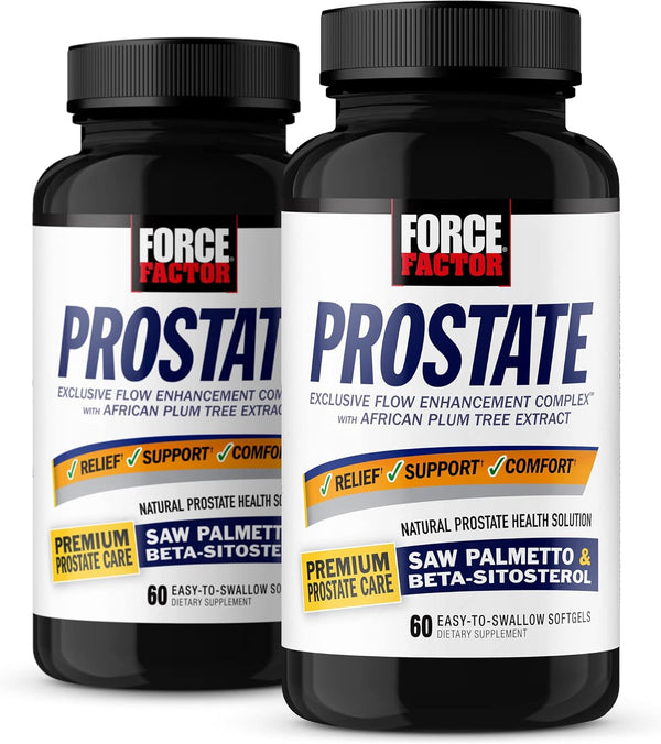 Force Factor Prostate Supplement for Men, Saw Palmetto and Beta Sitosterol for Prostate Health, 60 Count (Pack of 2)
