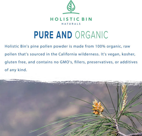 Organic Pine Pollen Powder, Wild Harvested, Golden California Pine Pollen, Non-GMO, 20 g Pure Supplement