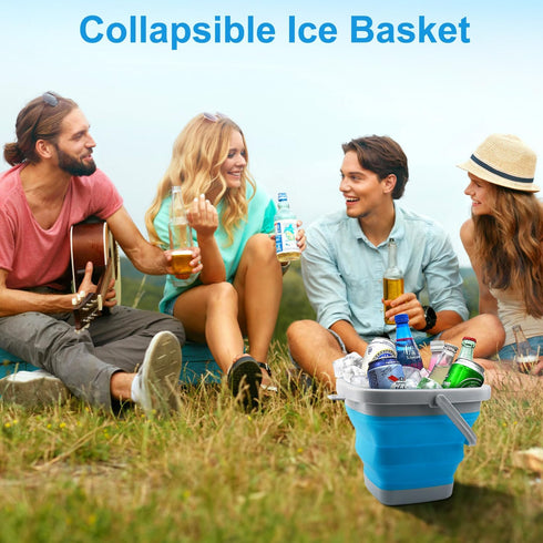 Collapsible Mop Bucket and Ice Bucket - 5L (1.3 Gallon) Portable Silicone Dust Mops Bucket for Household Cleaning