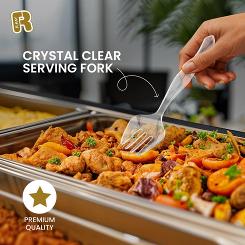 18 Pcs Clear Plastic Serving Utensils Set - 6 Serving Spoons, 6 Tongs, 6 Forks - Heavy Duty Disposable for Parties