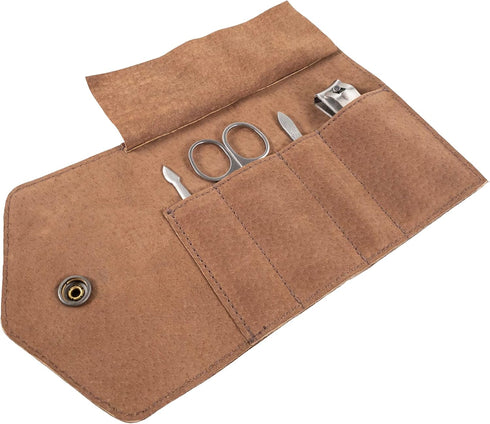 Hide & Drink Nail Clipper Set Case - Rustic Roll for Toiletry Items, Full Grain Leather Travel Accessory
