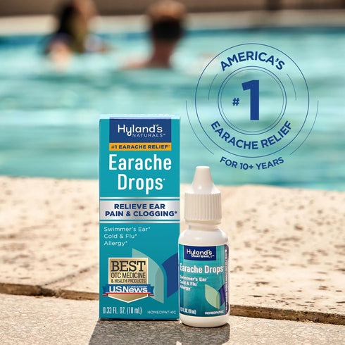 Hyland's Naturals Earache Drops, Natural Relief for Swimmer's Ear, Cold & Flu, Allergy Symptoms, Ages 4 & Up, 0.33 Fl Oz