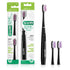 GUM Sonic Powered Toothbrush - Tapered Bristles Clean Below The Gumline, Bundle, Black, 1 Handle + 2 Refills