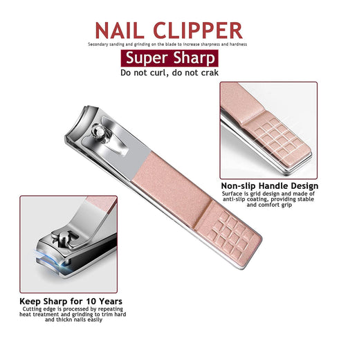 Manicure Set Nail Clippers Kit, 5 Pieces Stainless Steel Professional Grooming Tools for Men and Women