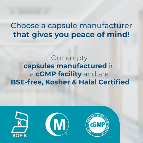Capsuline Size 00 Empty Vegan Capsules, Clear, 1000 Count, Vegetarian, Kosher