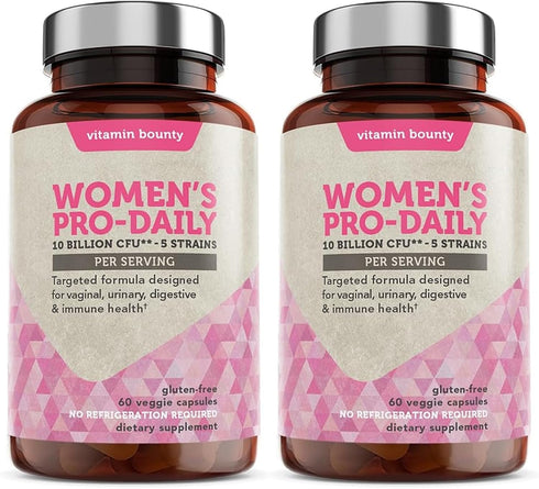 Vitamin Bounty Women's Pro-Daily Probiotic, 10 Billion CFUs, Vaginal & Digestive Health, 2 Pack of 60 Capsules