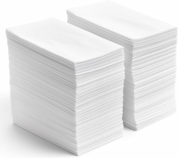Linen Feel Disposable Napkins, Hand Towels for Bathroom, Weddings, Parties, White, 50 Pack
