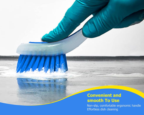 Plastic Long Handled Scrubbing Brush with Suction Cup, Durable Bristles, Assorted Colour, Pack of 3