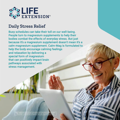 Life Extension Calm-Mag, Bioavailable Magnesium Acetyl Taurinate Supplement for Relaxation - Gluten Free, Non-GMO,