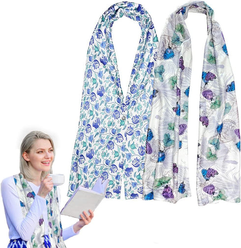 VOPHIA 2 Pack Adult Bib Dining Scarf for Women Microsuede Washable Reusable Food