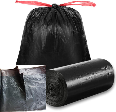 Putanfoxun Tear-Free Trash Bags 13 Gallon,Black Drawstring Kitchen Garbage Bags,13+ Gallon Tall Kitchen