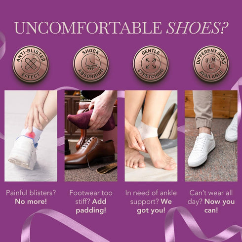 Ballotte Premium Silicone Heel Protectors - Gel Heel Pads/Silicone Socks for Women & Men, Pain Relief for Cracked Heel