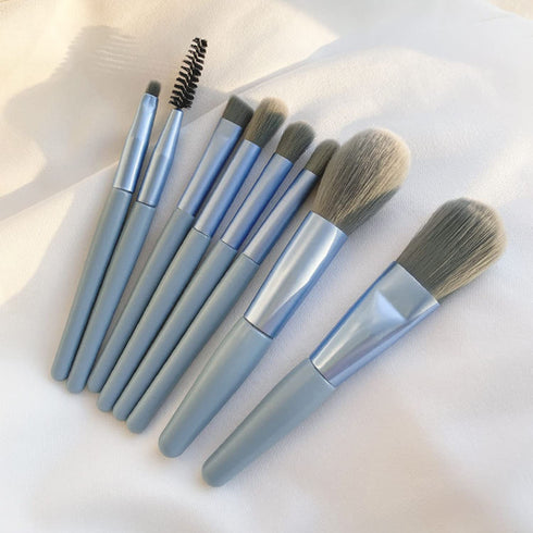 Makeup Brushes 8 Pieces Makeup Brush Set, Makeup Brushes Foundation Blend Blush Concealer Eye Shadow Blend Eye Liner Makeup Brush Set for Travel Makeup Bag (Blue)