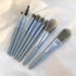 Makeup Brushes 8 Pieces Makeup Brush Set, Makeup Brushes Foundation Blend Blush Concealer Eye Shadow Blend Eye Liner Makeup Brush Set for Travel Makeup Bag (Blue)