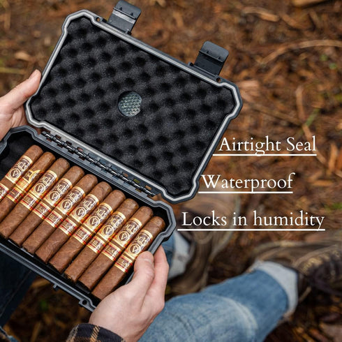 Travel Humidor Cigar Case, Waterproof Crushproof for up to 11 Cigars, Cigar Travel Humidor Case for Men