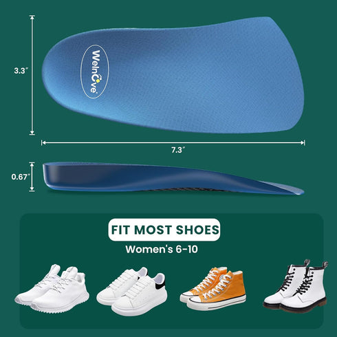 Welnove Plantar Fasciitis Heel Inserts Insoles, Arch Support Cushions for Foot Pain Relief, Orthotic Heel Cups for