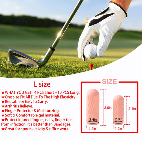Finger Cots, Gel Finger Tips Protector, Finger Covers (14PCS, L size) - New Material (Latex-Free) for Finger Cracking,